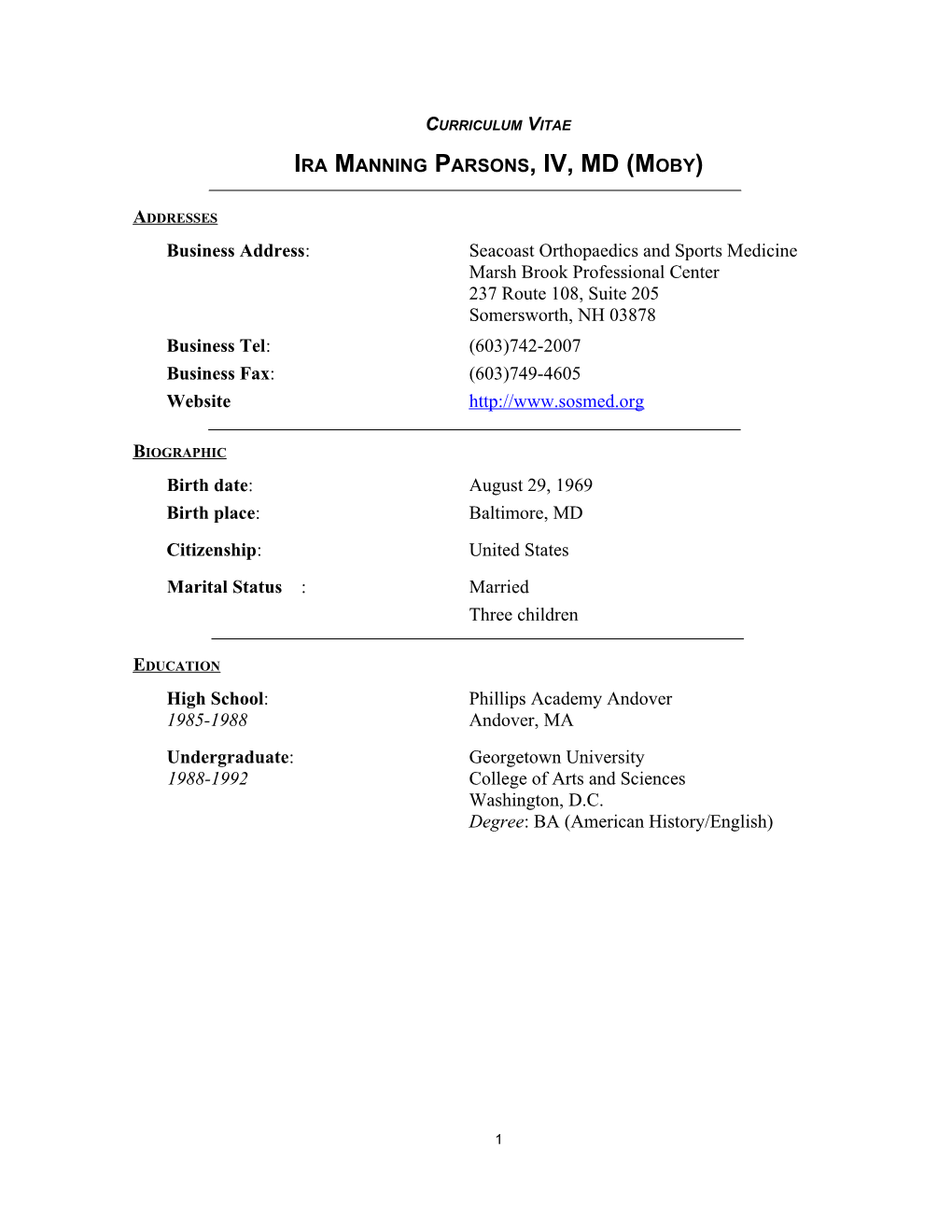 Ira Manning Parsons, IV, MD (Moby)