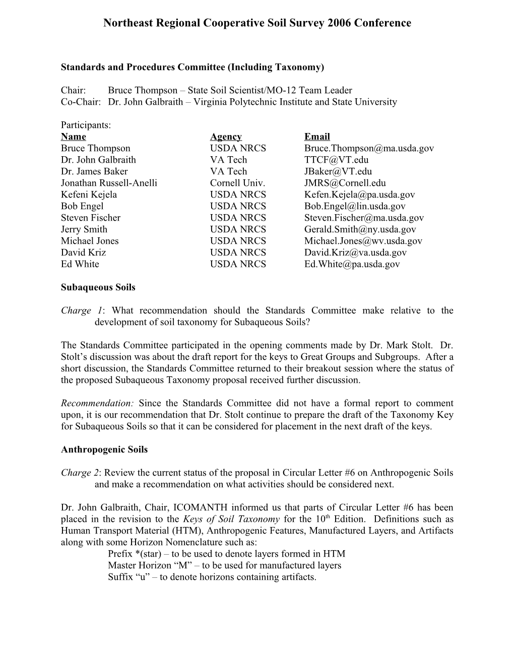 Standards and Procedures Committee (Including Taxonomy)