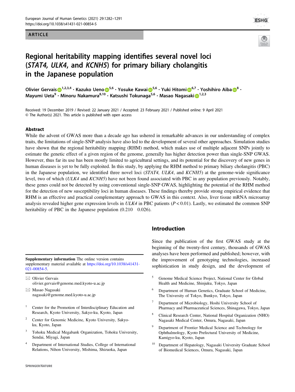 Regional Heritability Mapping Identiies Several Novel Loci (STAT4, ULK4