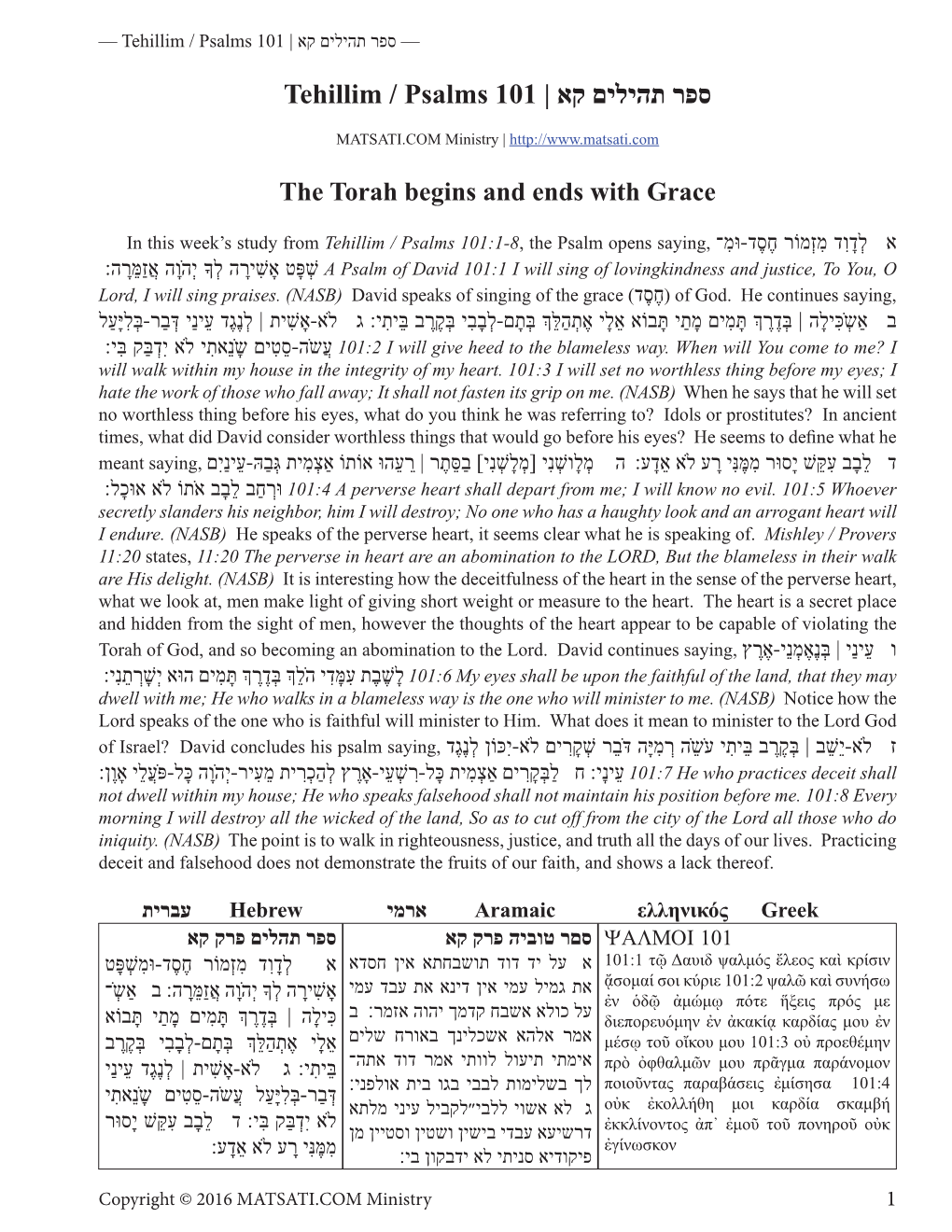 Tehillim 101.Indd