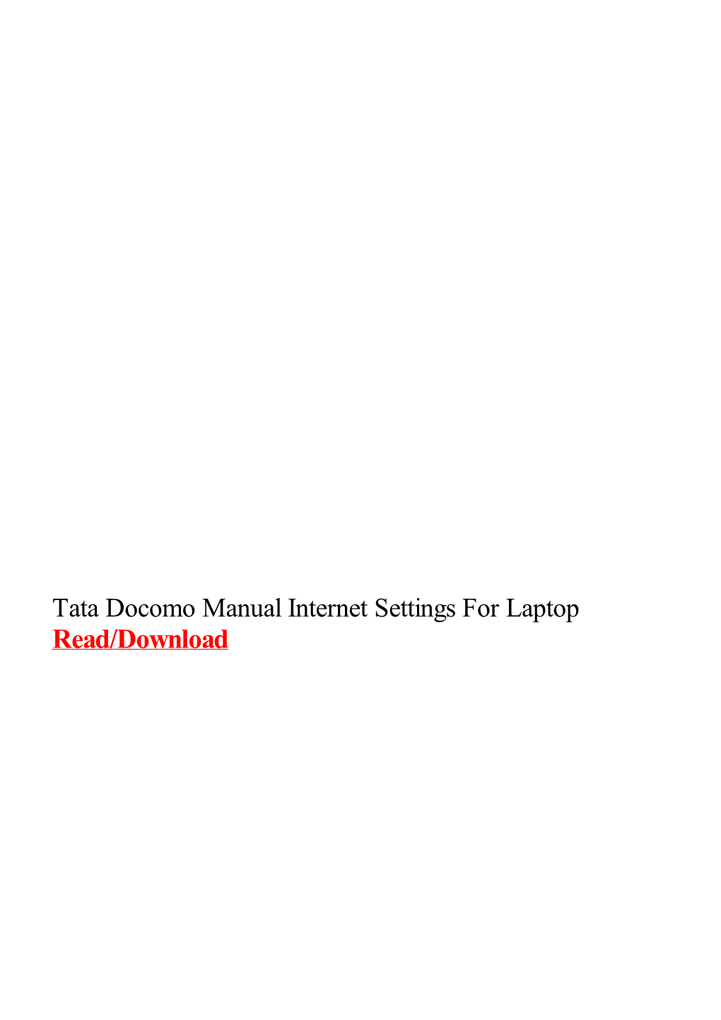 Tata Docomo Manual Internet Settings for Laptop