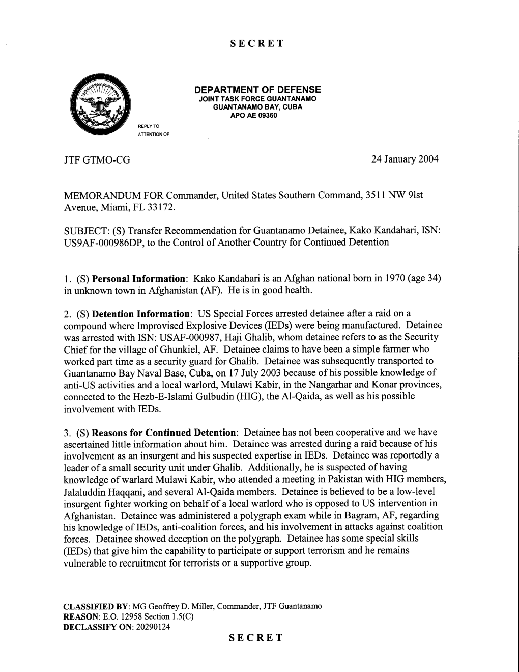 Secret Department of Defense Jtf Gtmo-Cg 24