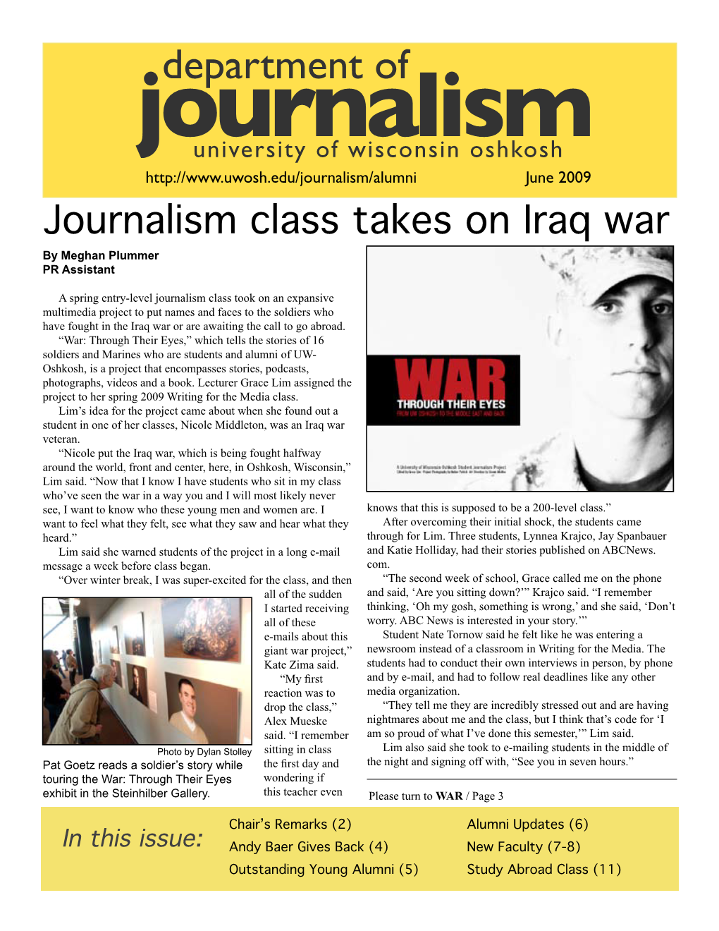 2009 Journalism Class Takes on Iraq War by Meghan Plummer PR Assistant