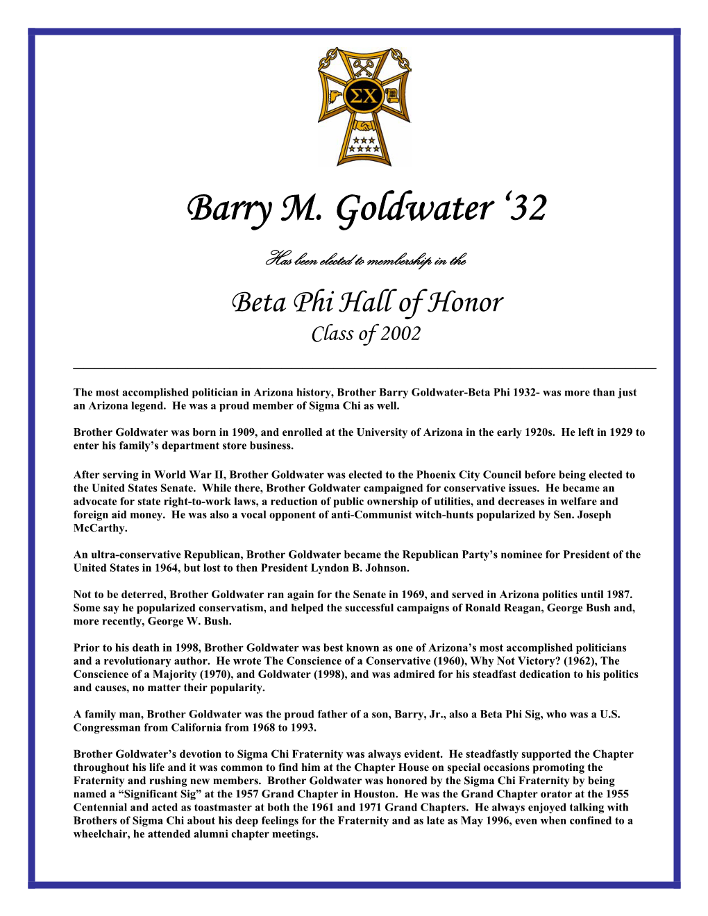 Barry M. Goldwater ‘32