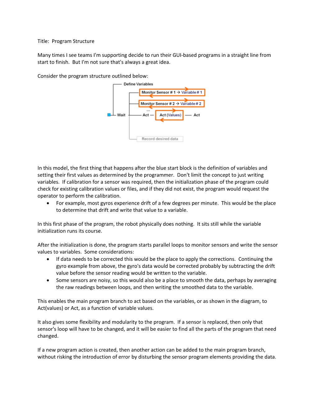 Consider the Program Structure Outlined Below