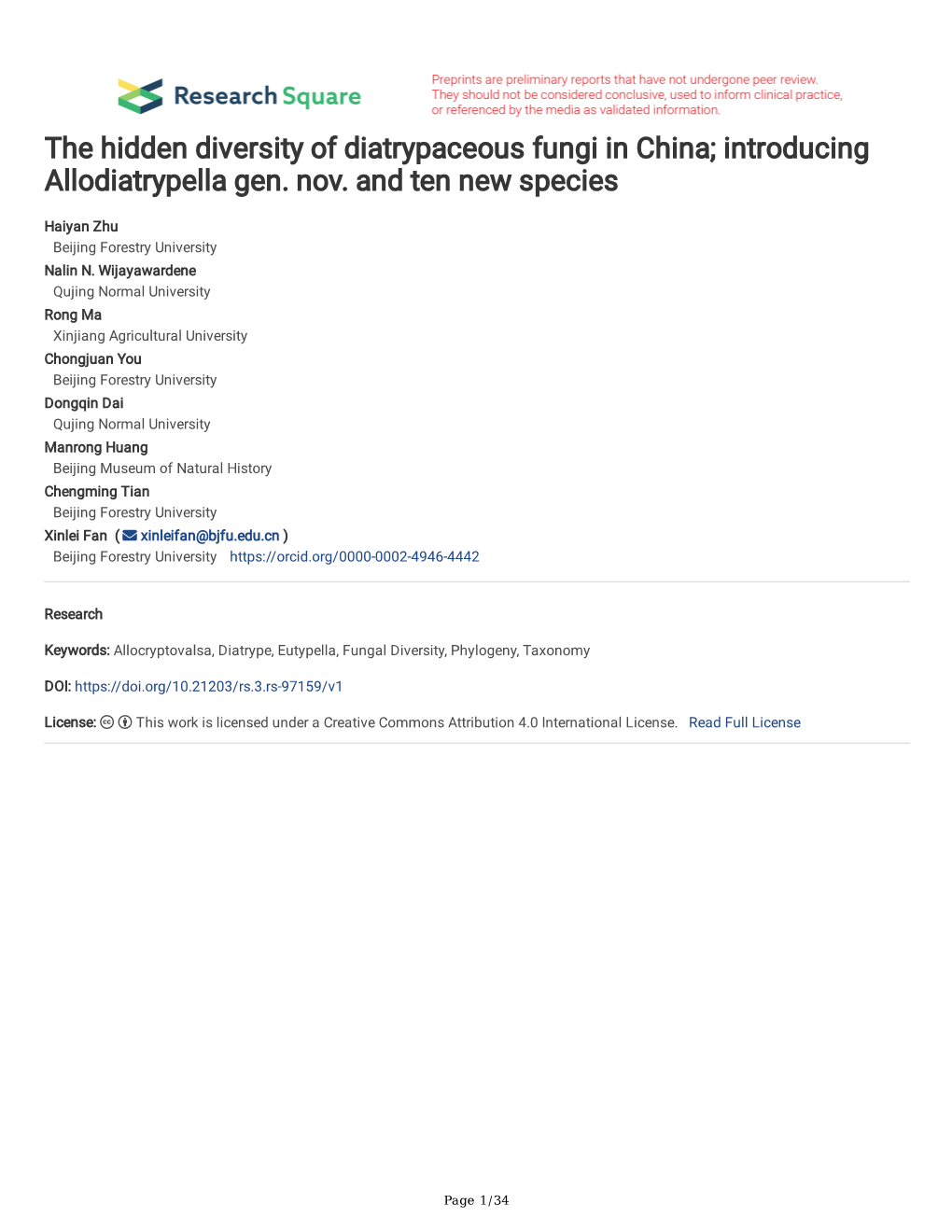 The Hidden Diversity of Diatrypaceous Fungi in China; Introducing Allodiatrypella Gen