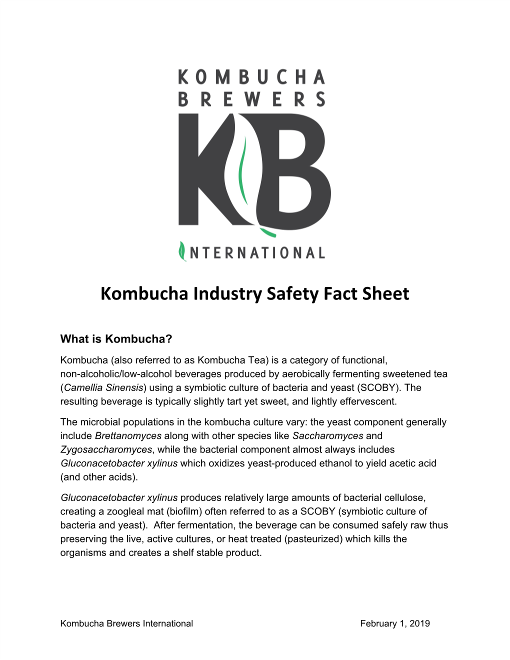 Download Our Kombucha Industry Safety Fact Sheet