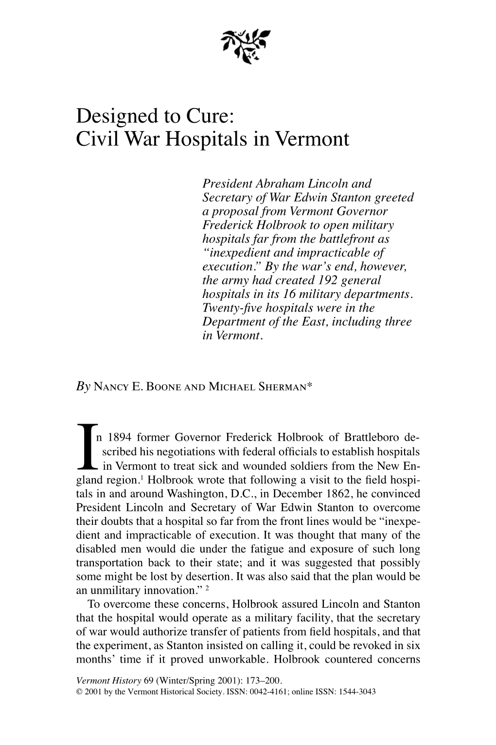 Civil War Hospitals in Vermont