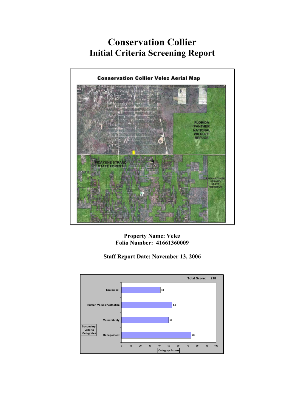 Conservation Collier Initial Criteria Screening Report