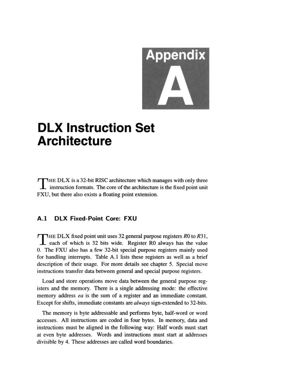 DLX Instruction Set Arch Itectu Re