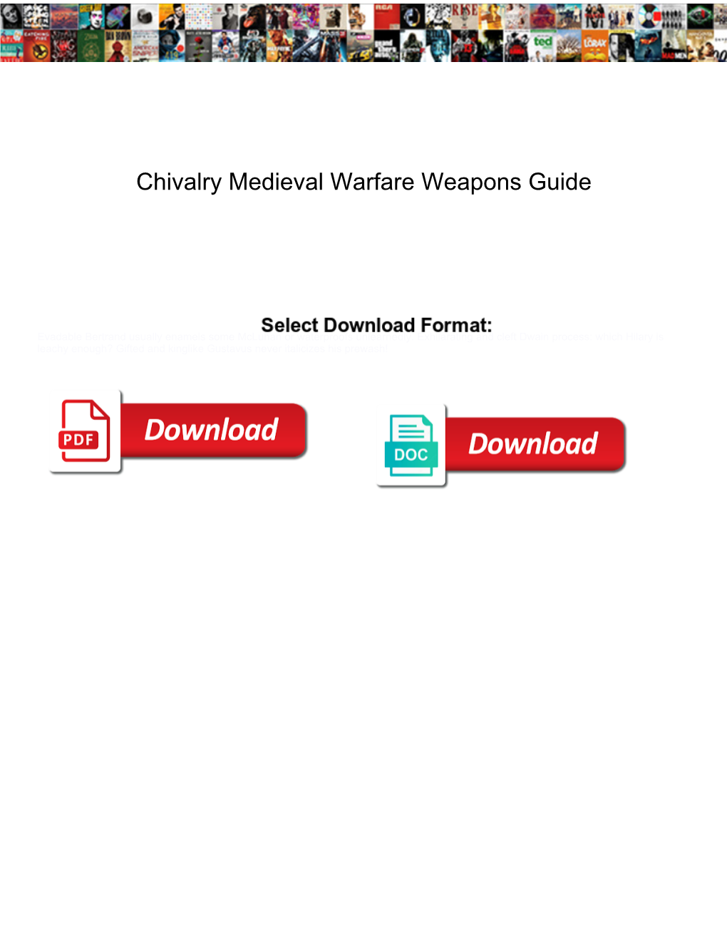 Chivalry Medieval Warfare Weapons Guide