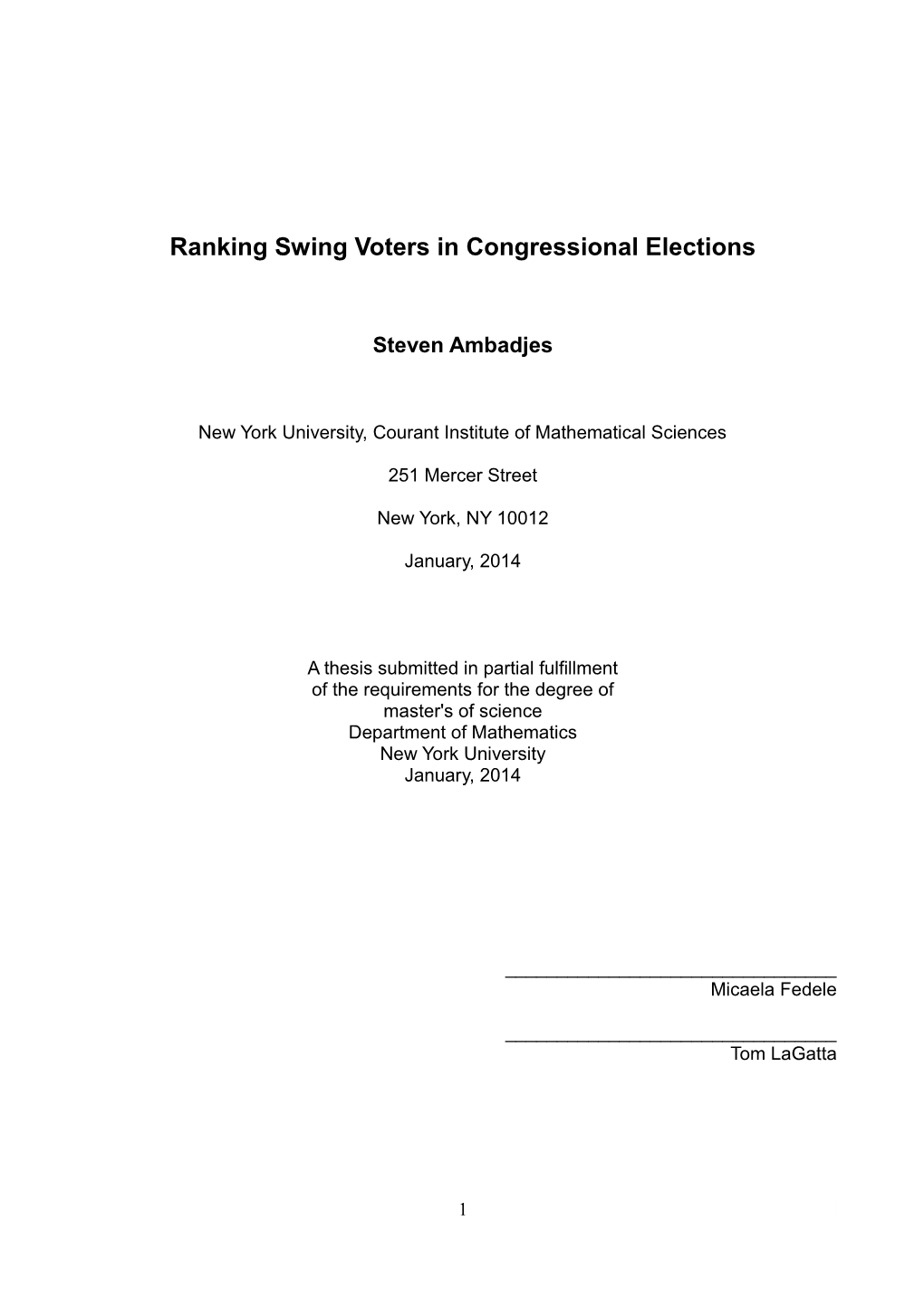 Ranking Swing Voters in Congressional Elections