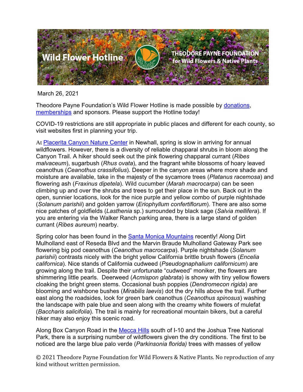 © 2021 Theodore Payne Foundation for Wild Flowers & Native Plants. No