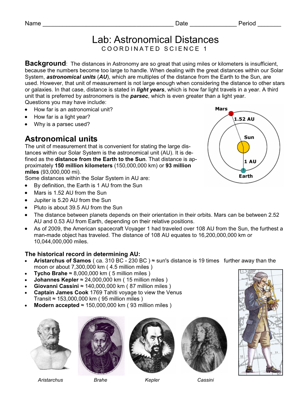 Lab: Astronomical Distances COORDINATED SCIENCE 1