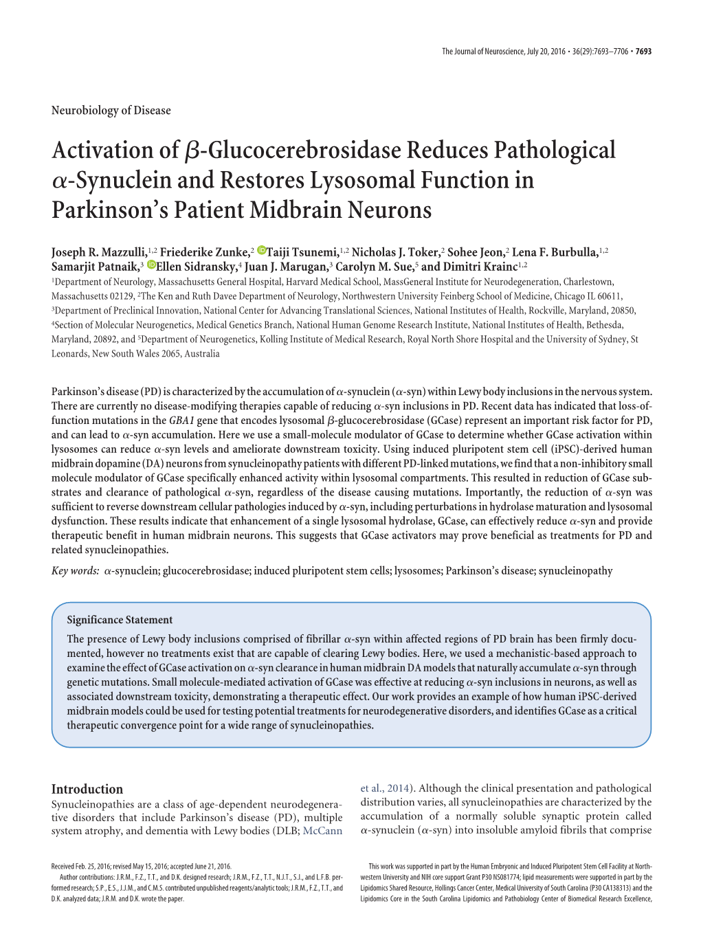 Activation of Β-Glucocerebrosidase Reduces Pathological Α-Synuclein