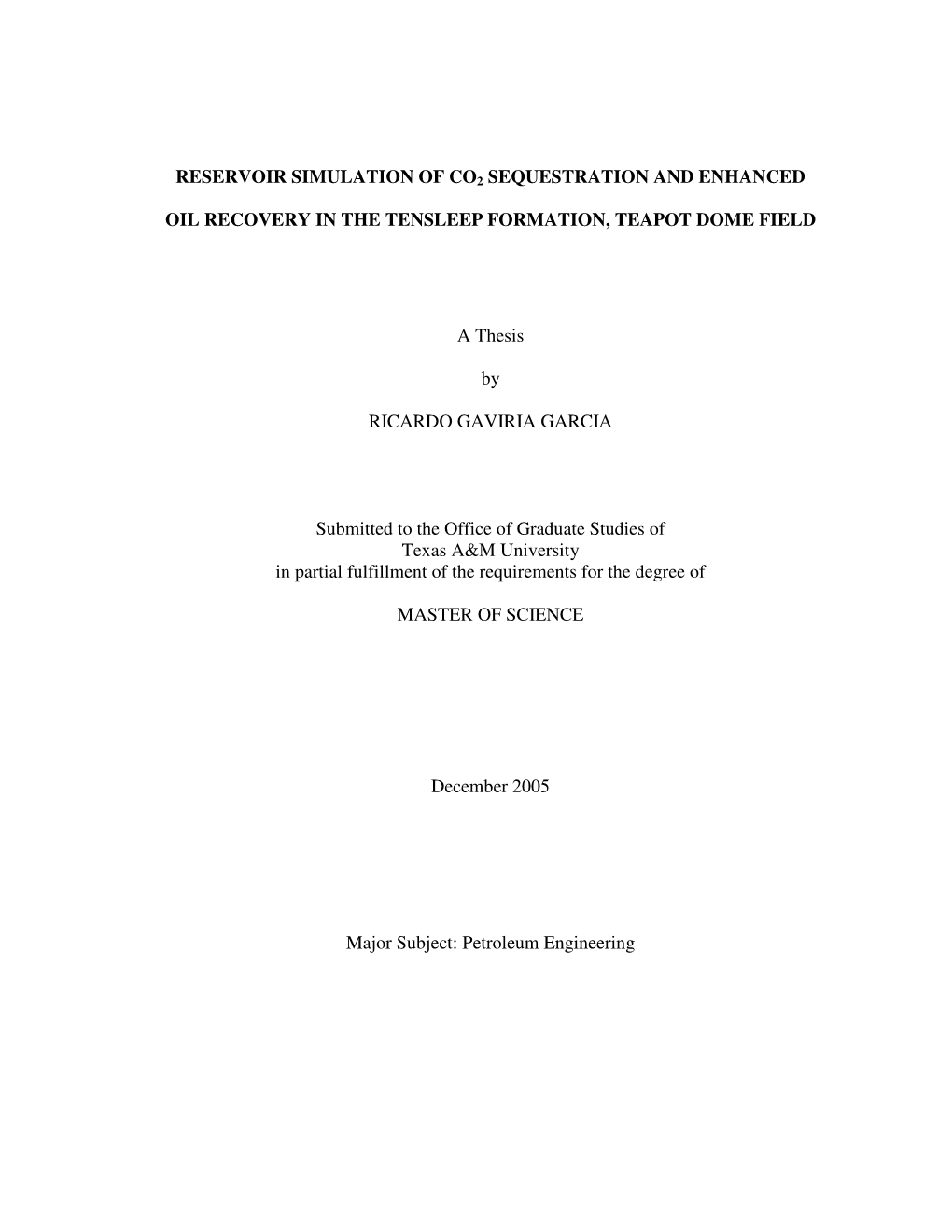 Reservoir Simulation of Co2 Sequestration and Enhanced