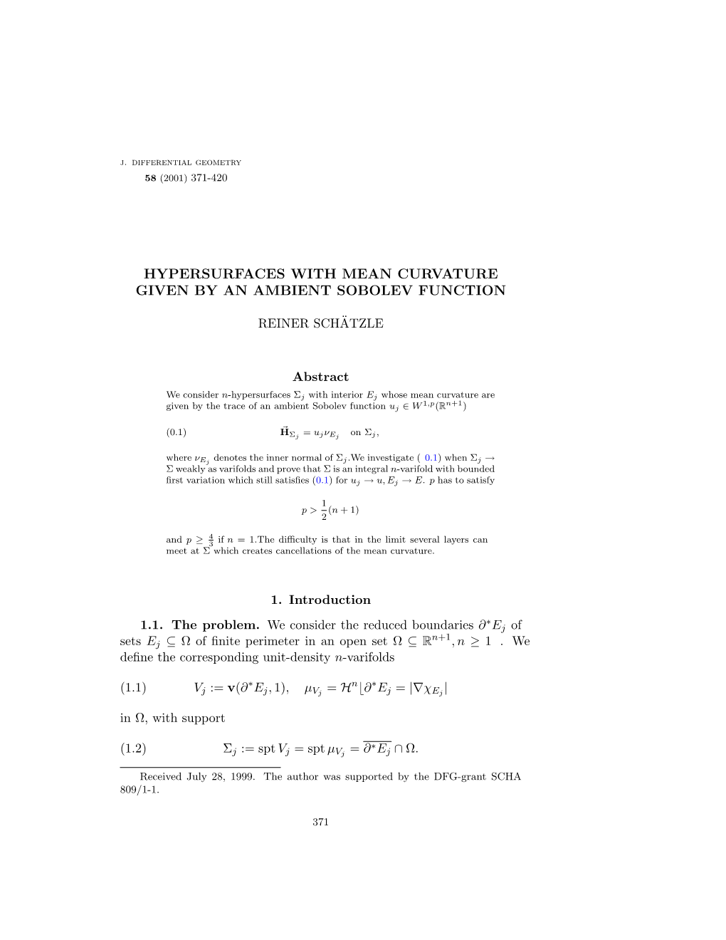 Hypersurfaces with Mean Curvature Given by an Ambient Sobolev Function