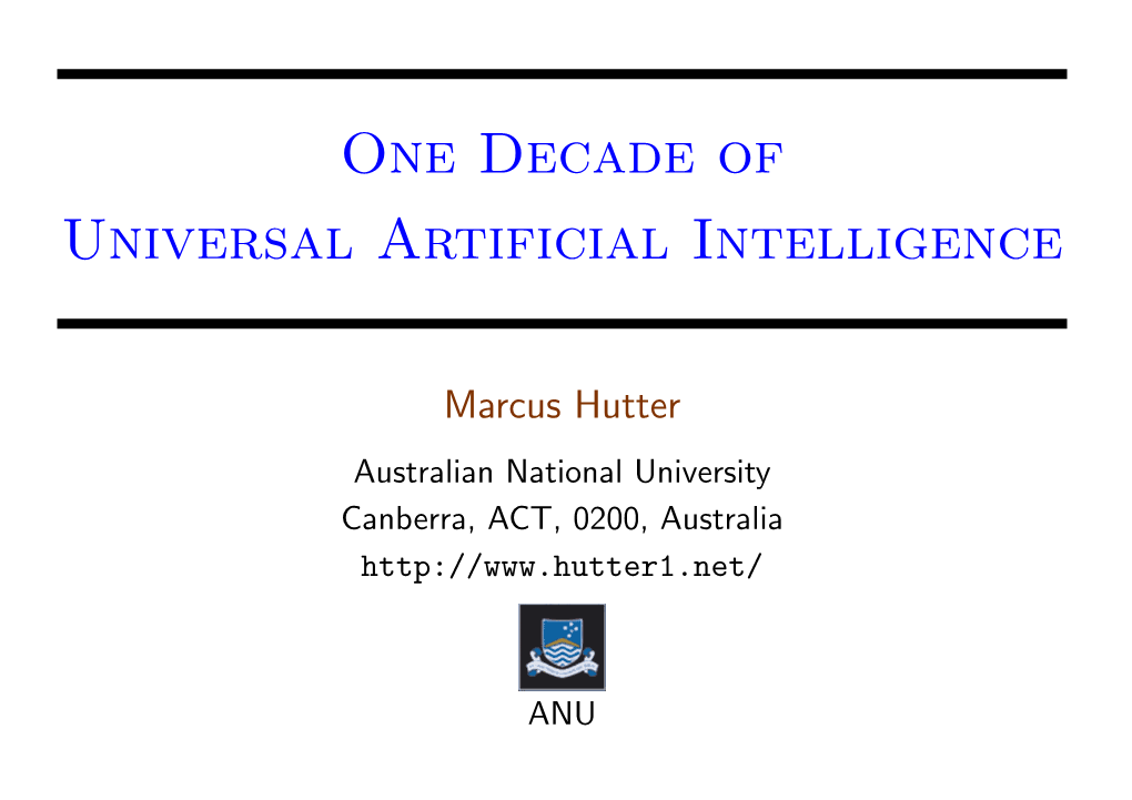 One Decade of Universal Artificial Intelligence