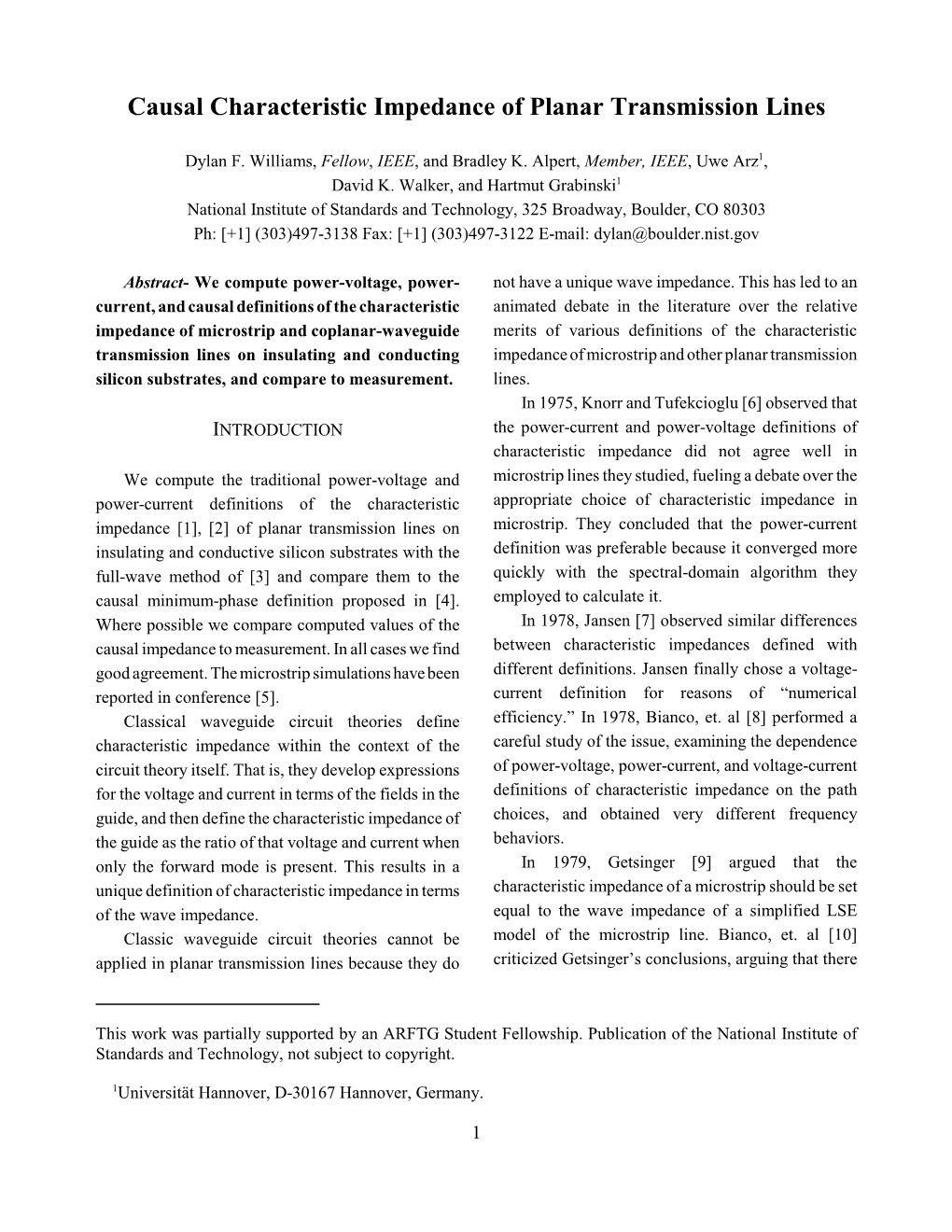 Causal Characteristic Impedance of Planar Transmission Lines