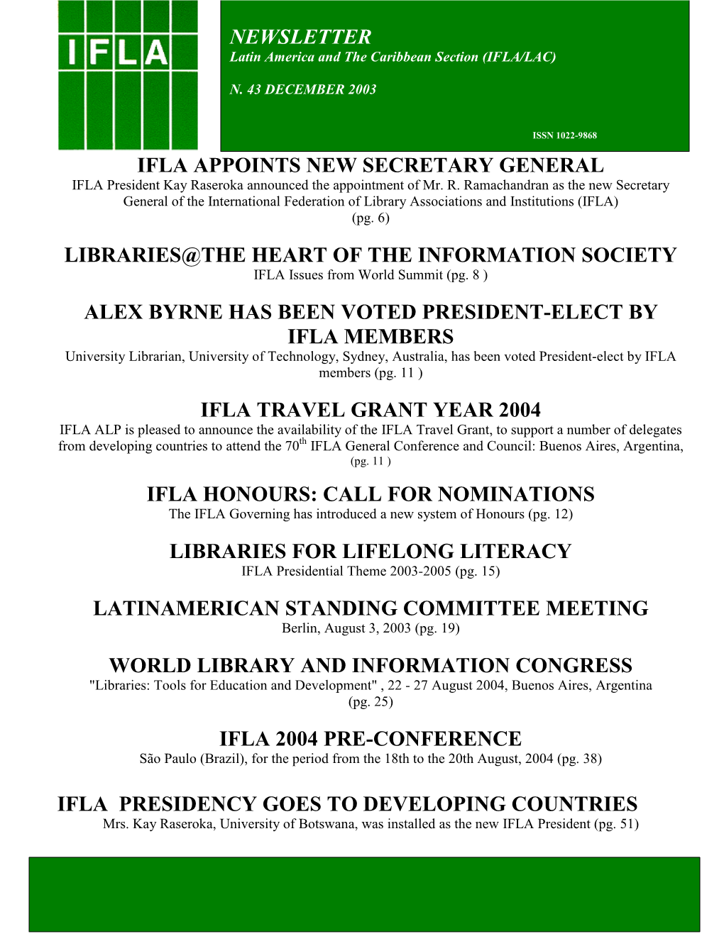 Ifla Appoints New Secretary General Libraries@The