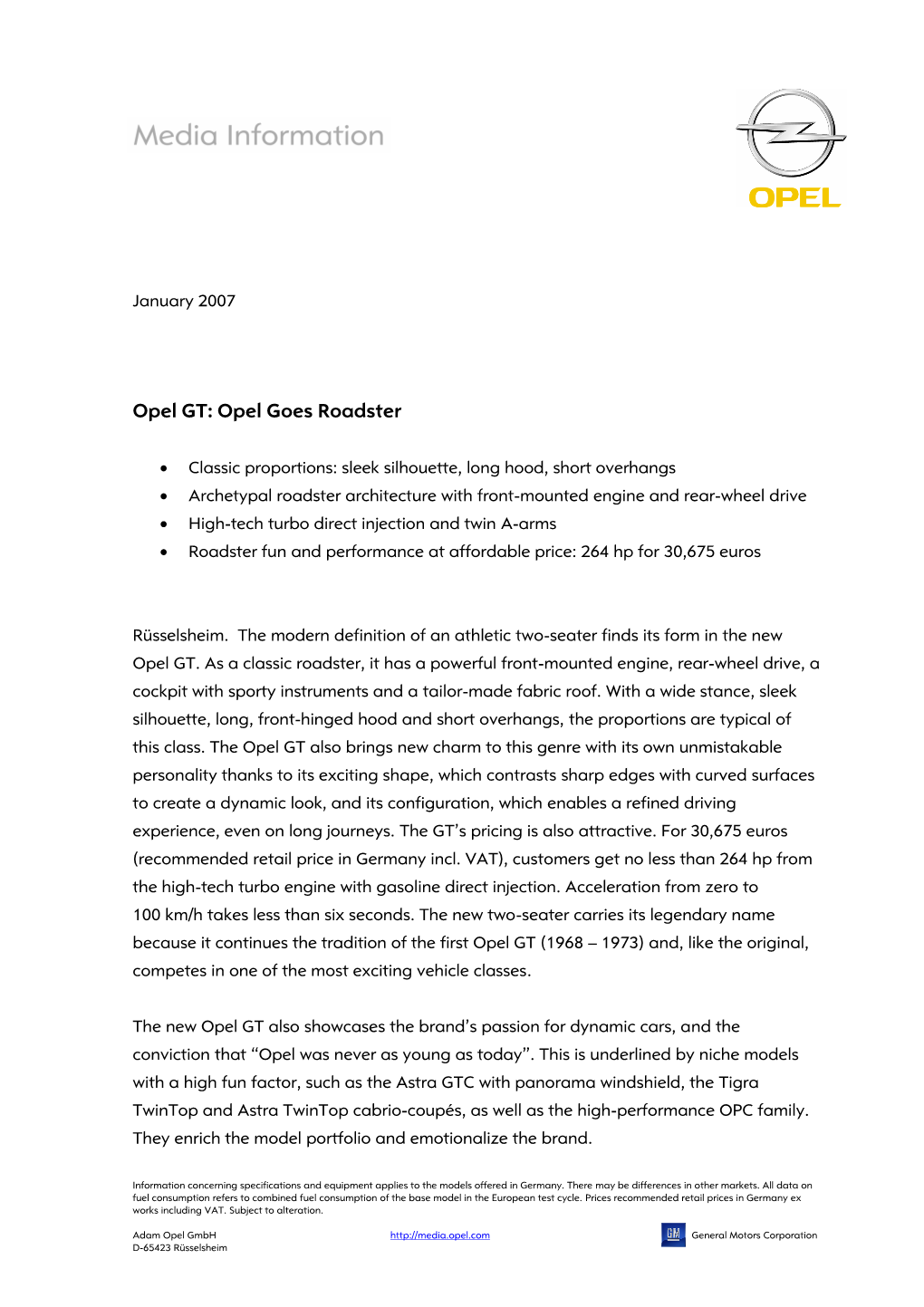 Opel GT: Opel Goes Roadster