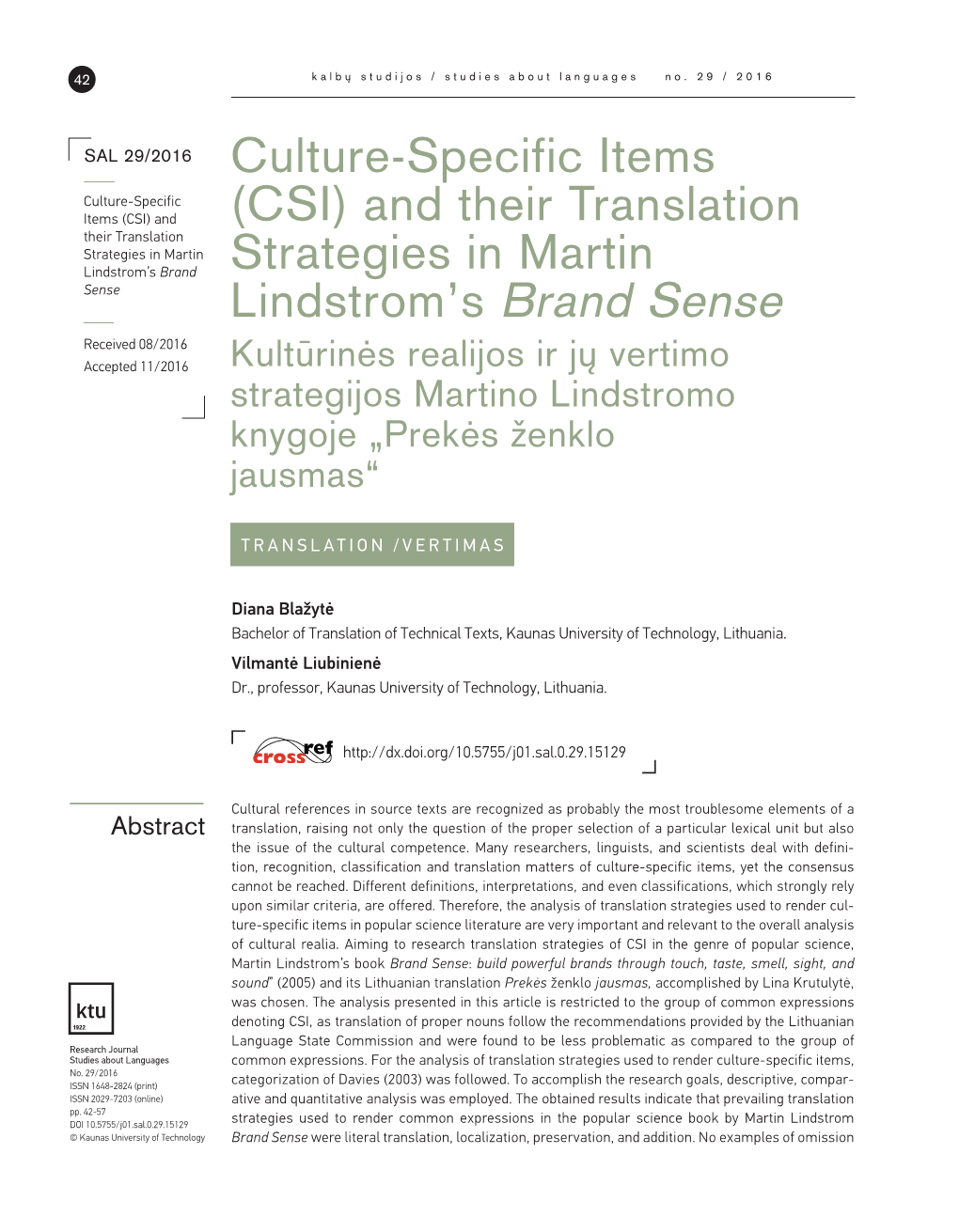 Culture-Specific Items (CSI) and Their Translation Strategies in Martin