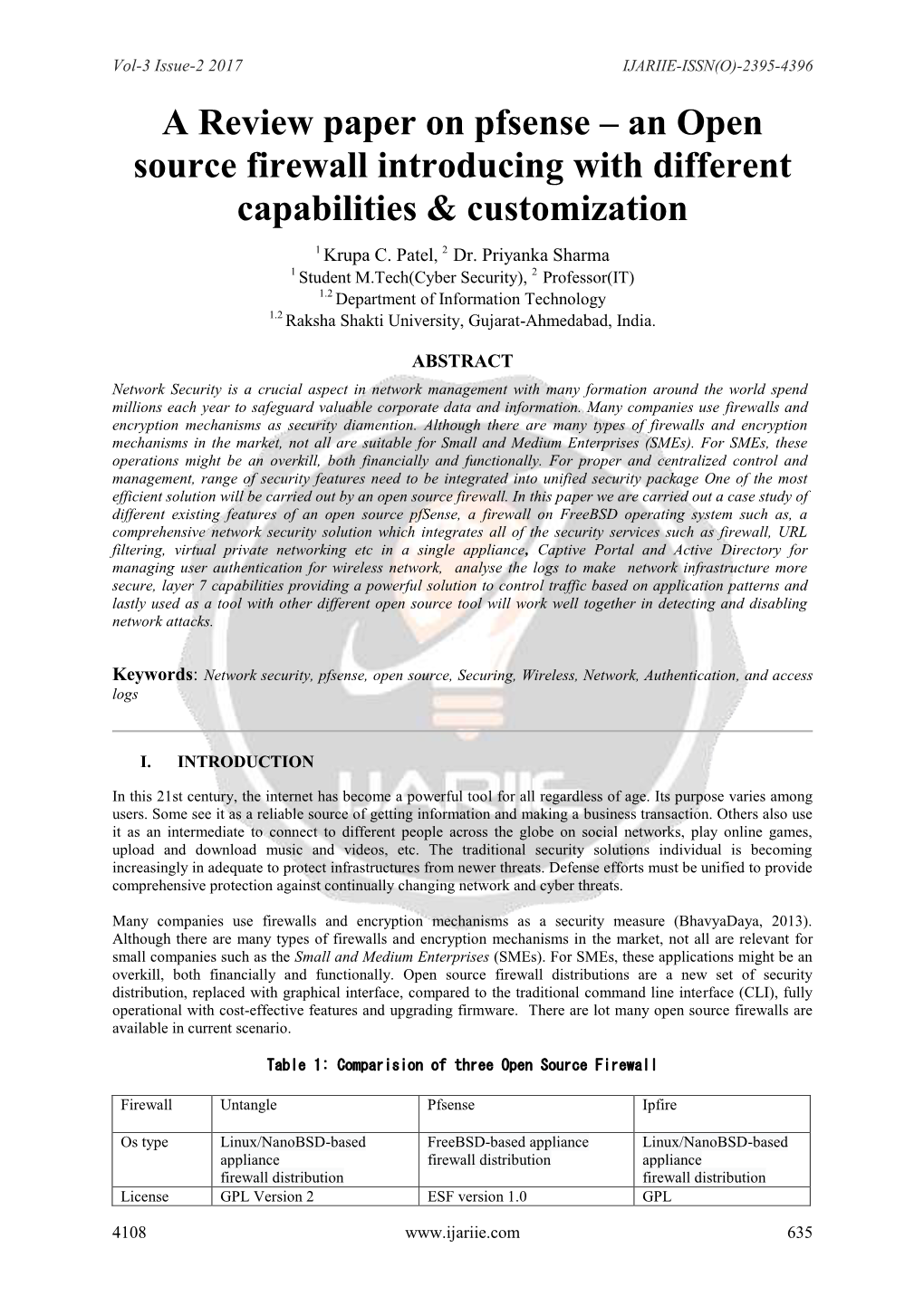 A Review Paper on Pfsense – an Open Source Firewall Introducing with Different Capabilities & Customization