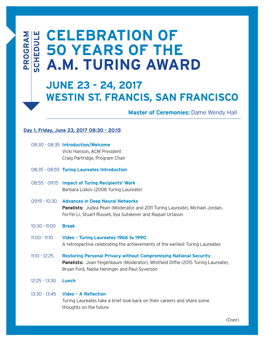 Celebration of 50 Years of the A.M. Turing Award