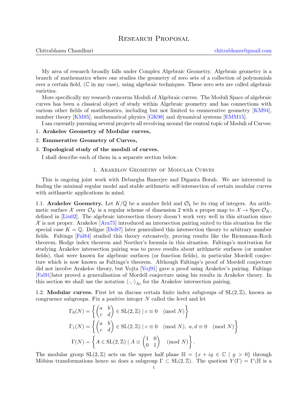 Research Proposal Chitrabhanu Chaudhuri Chitrabhanu@Gmail.Com