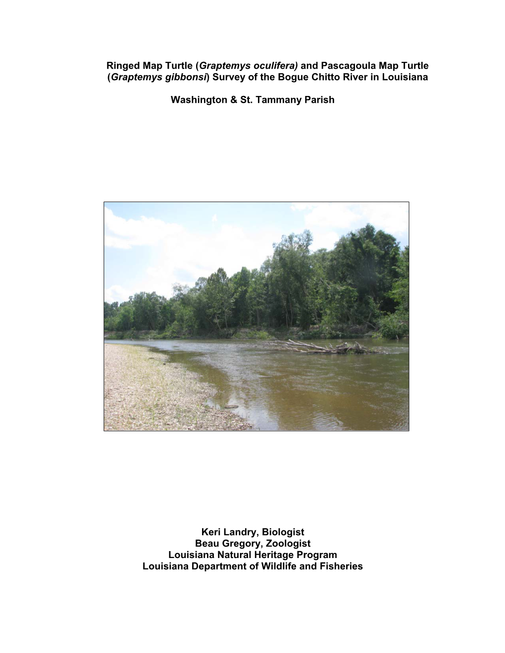 Ringed Map Turtle (Graptemys Oculifera) and Pascagoula Map Turtle (Graptemys Gibbonsi) Survey of the Bogue Chitto River in Louisiana
