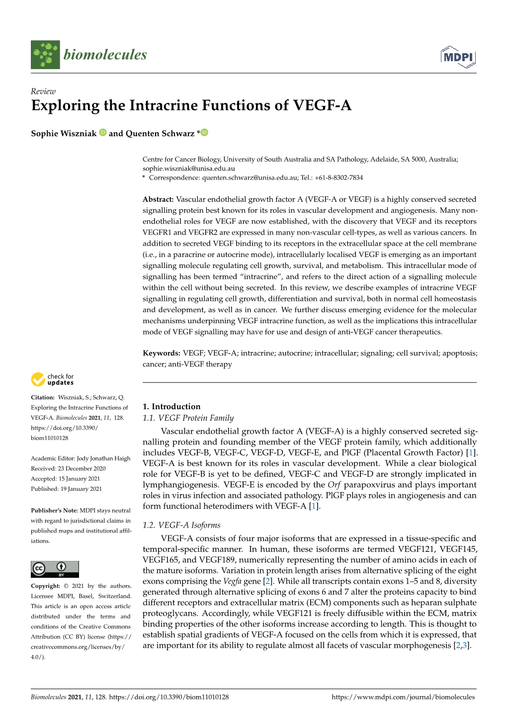 Exploring the Intracrine Functions of VEGF-A