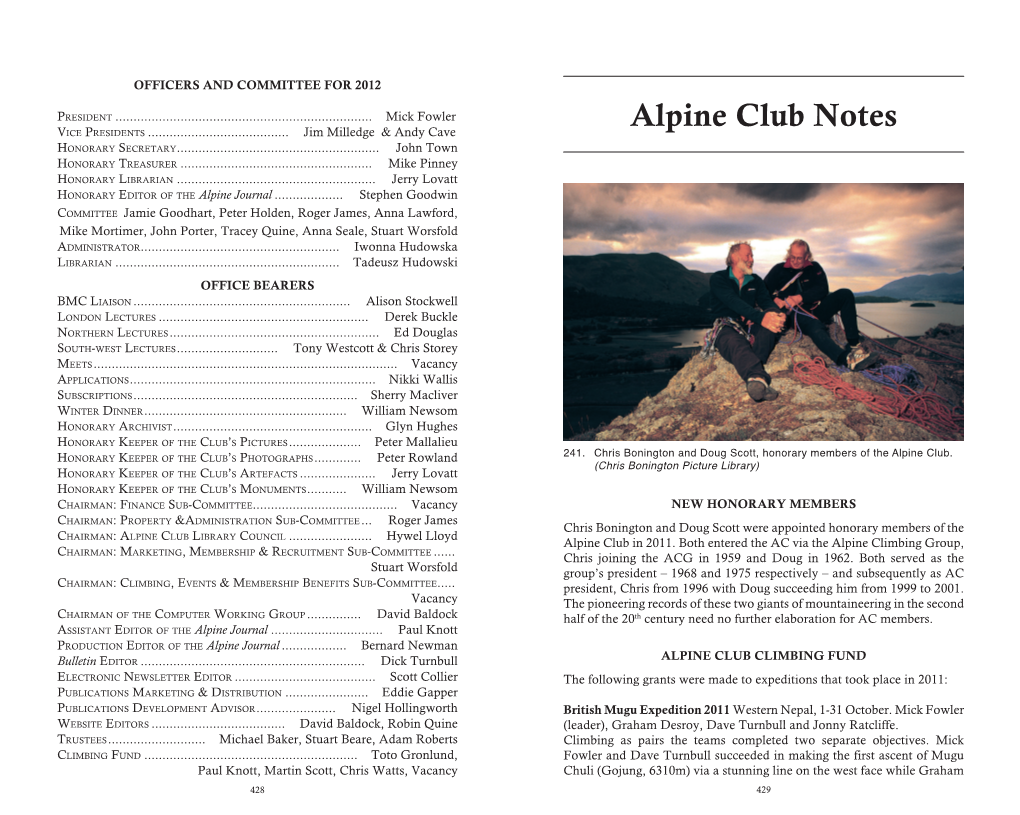 Alpine Club Notes Vice Presidents