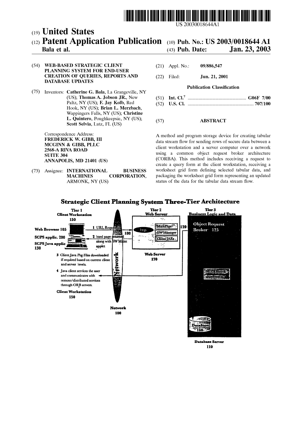 (12) Patent Application Publication (10) Pub. No.: US 2003/0018644 A1 Bala Et Al