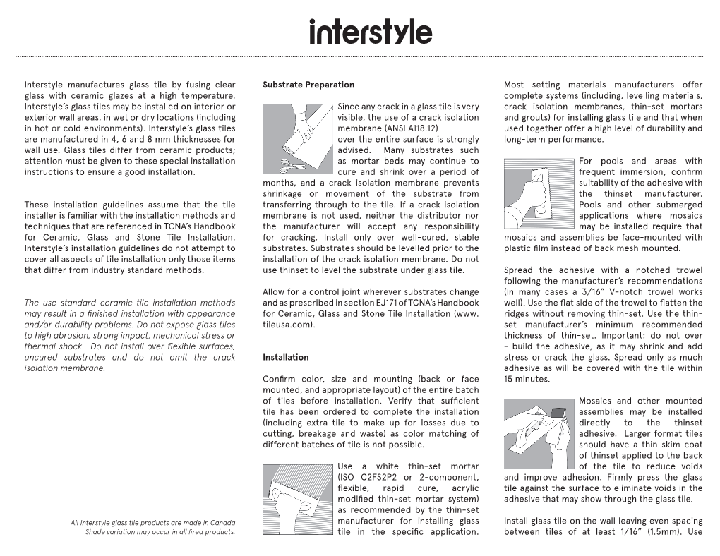 Interstyle Manufactures Glass Tile by Fusing Clear Glass with Ceramic