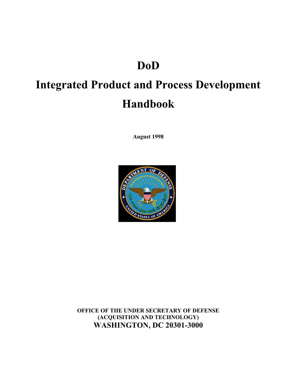 Dod Integrated Product and Process Development Handbook