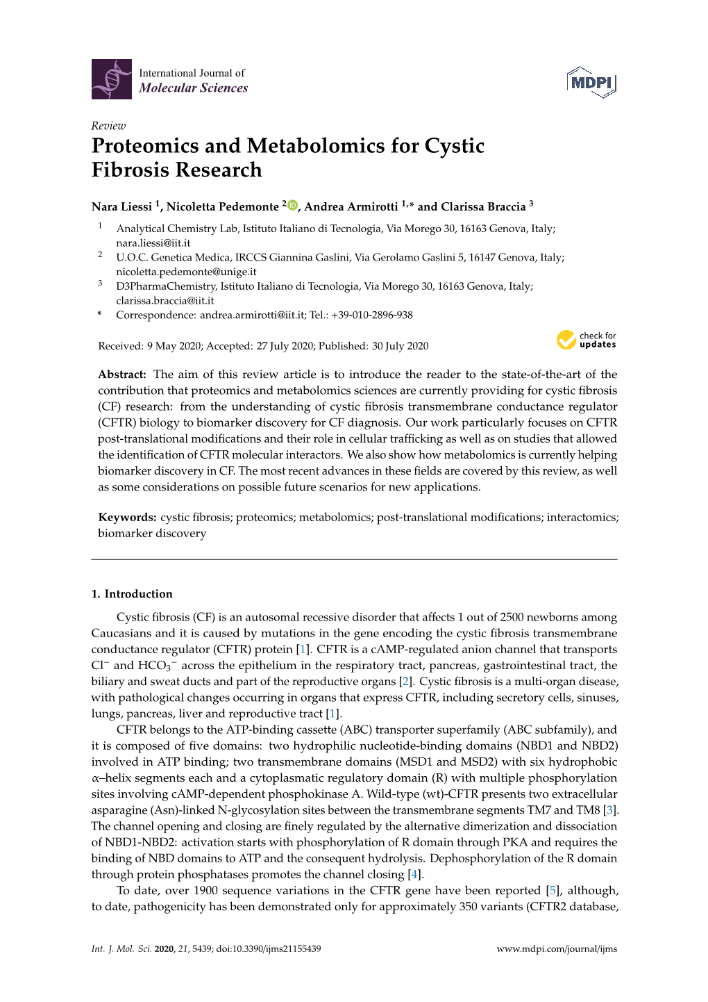 Proteomics and Metabolomics for Cystic Fibrosis Research