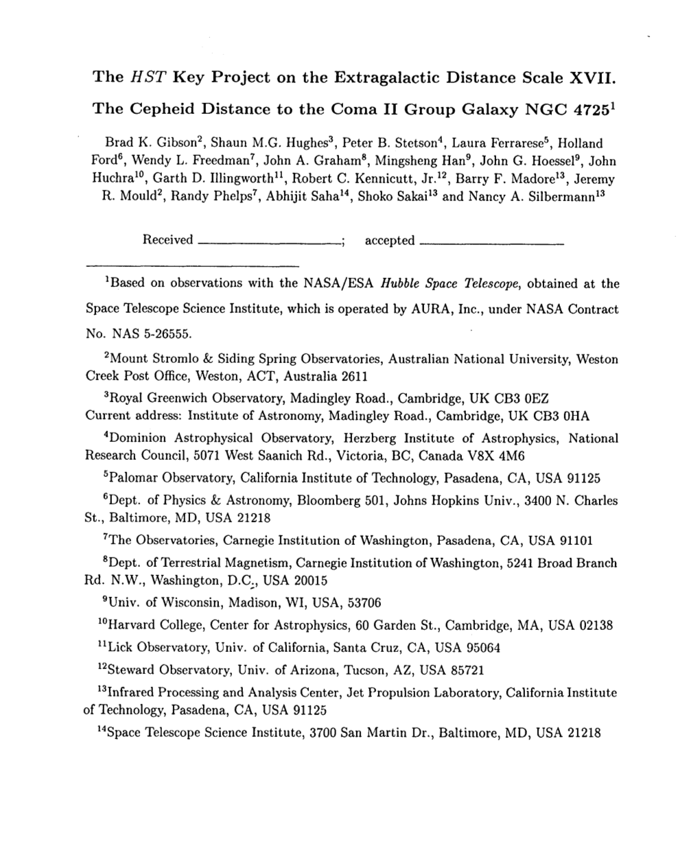 The HST Key Project the Cepheid Distance on the Extragalactic Distance to the Coma II Group Galaxy Scale XVII. NGC 47251