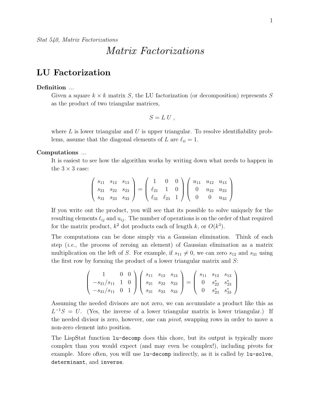 Matrix Factorizations Matrix Factorizations