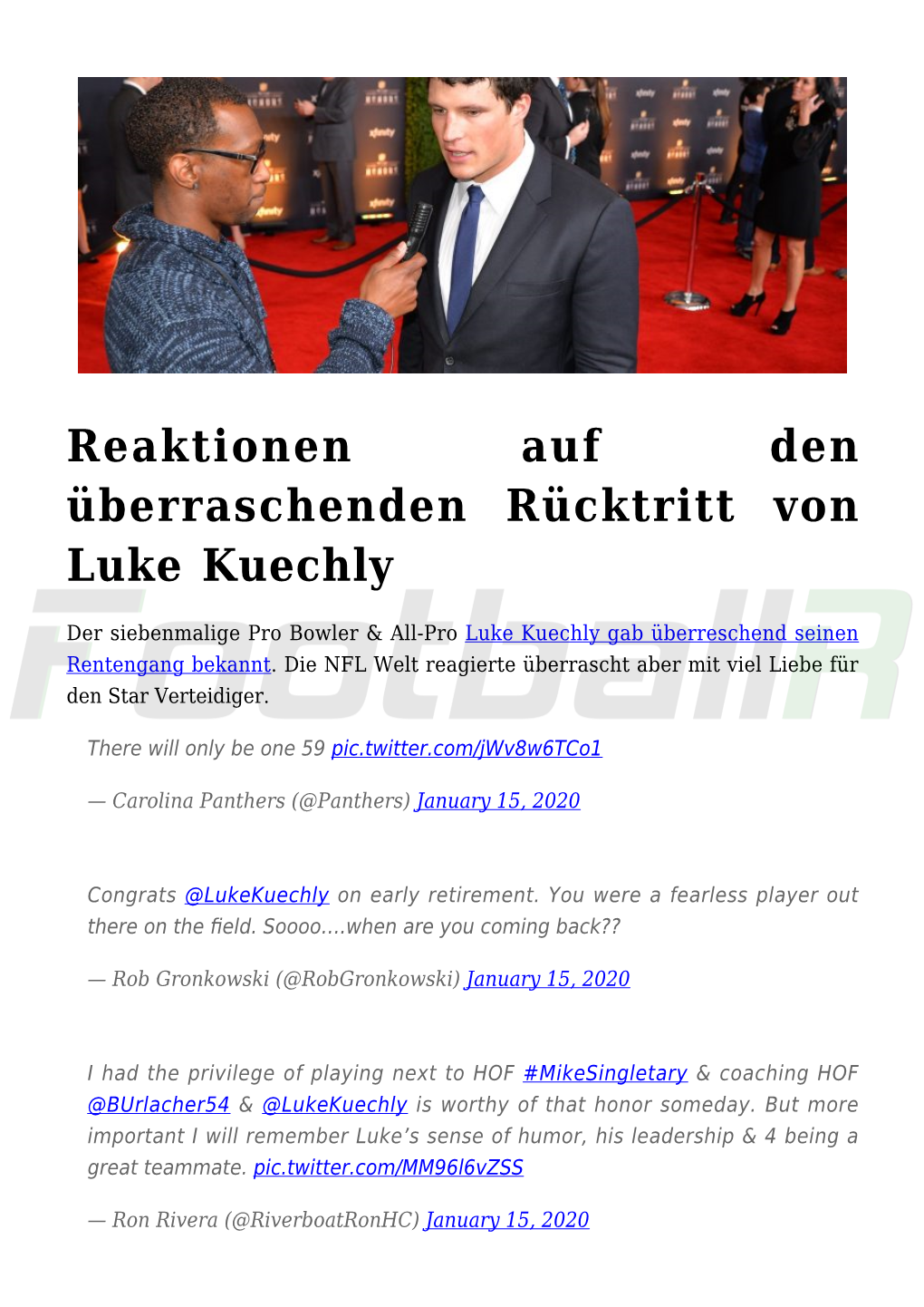 Reaktionen Auf Den Überraschenden Rücktritt Von Luke Kuechly