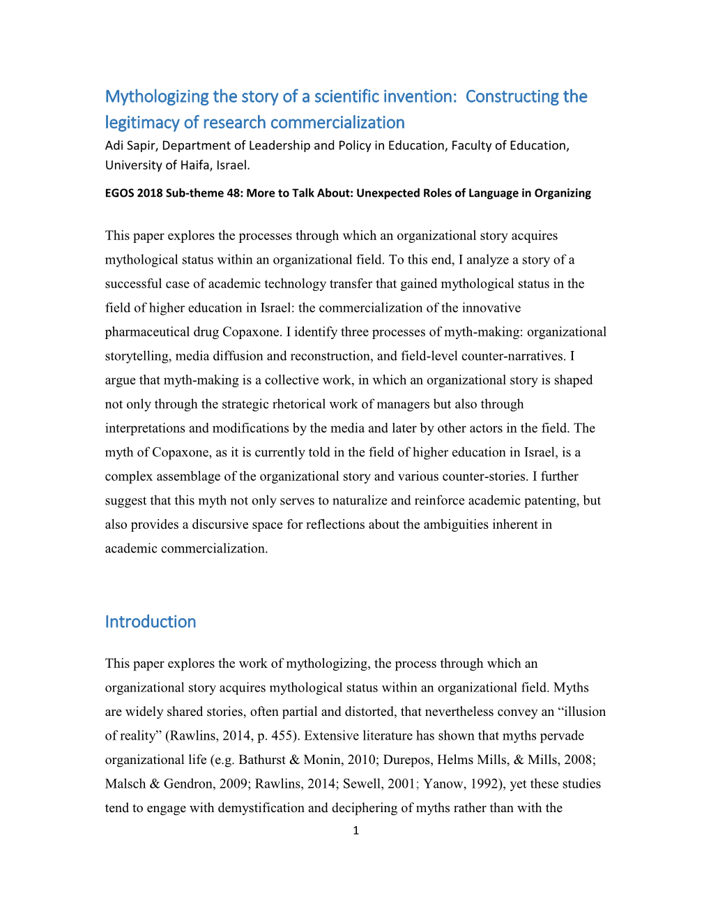 Constructing the Legitimacy of Research Commercialization