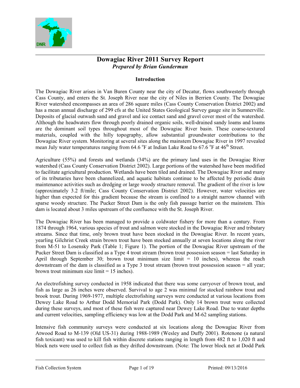 Dowagiac River 2011 Report