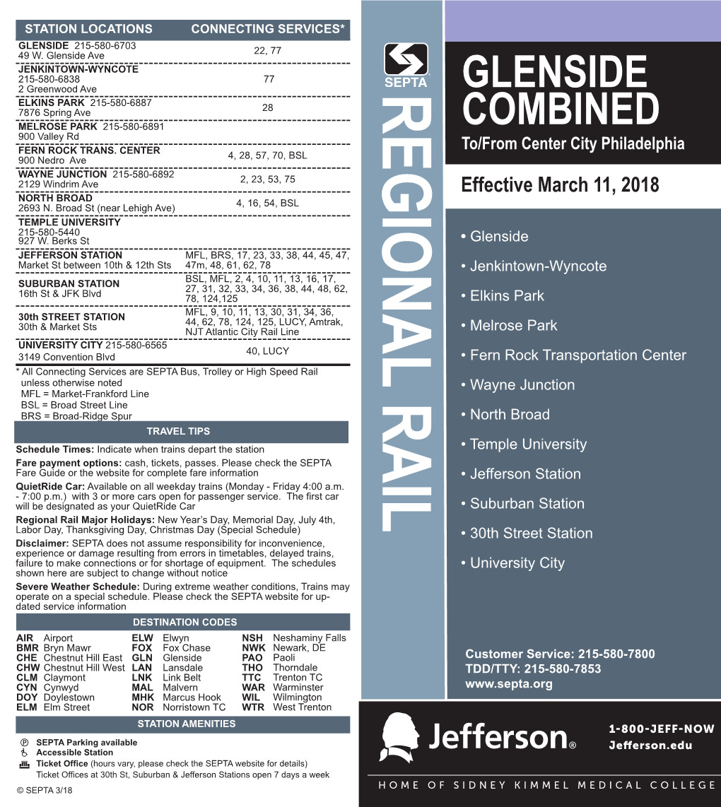 Glenside Combined Public Timetable Layout 1 2/23/2018 3:43 PM Page 1