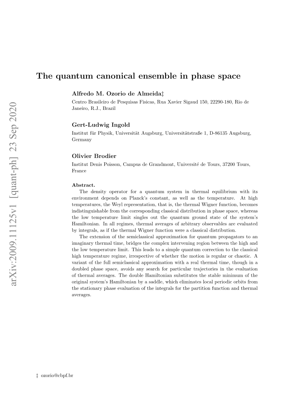 The Quantum Canonical Ensemble in Phase Space