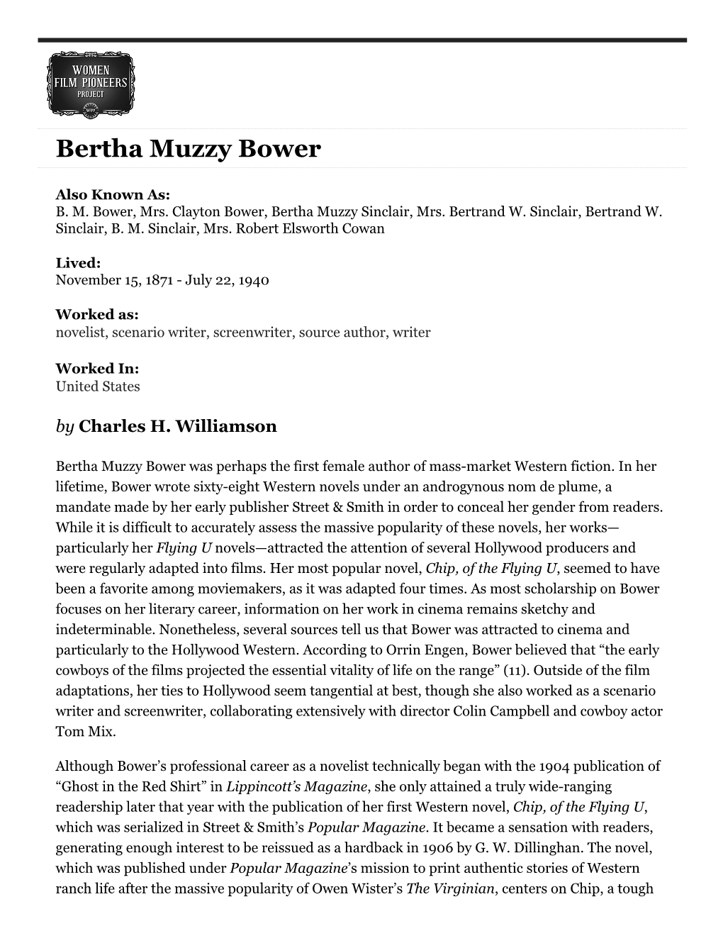 Bertha Muzzy Bower