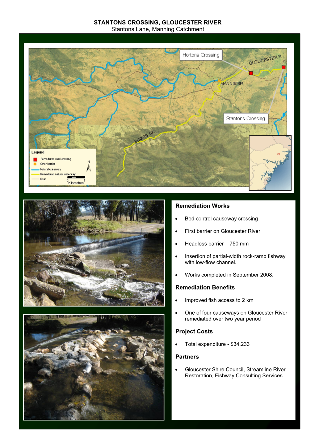 STANTONS CROSSING, GLOUCESTER RIVER Stantons Lane, Manning Catchment