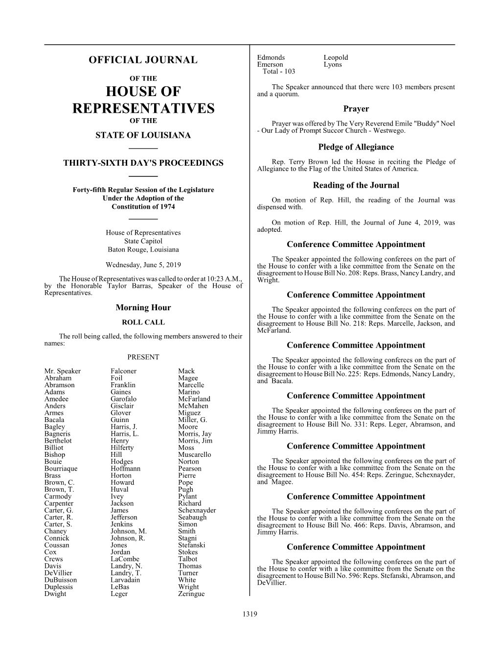 House of Representatives Adopted