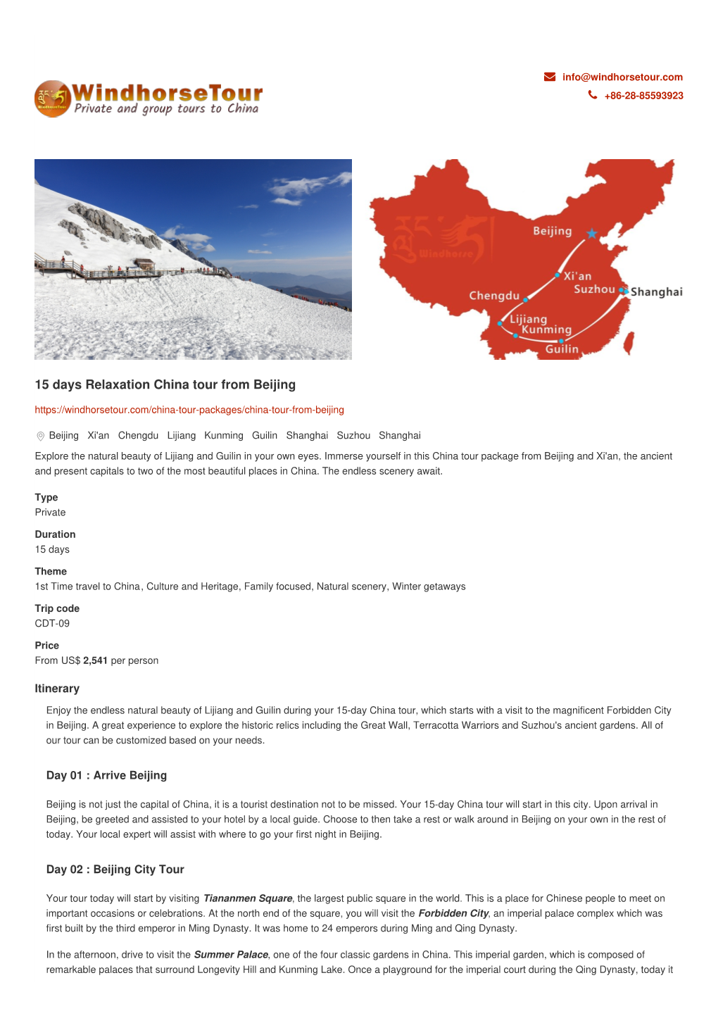 15 Days Relaxation China Tour from Beijing