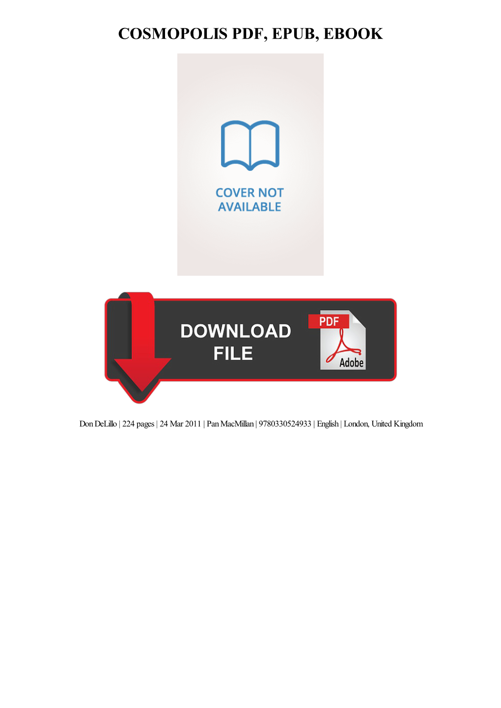 {Download PDF} Cosmopolis Kindle