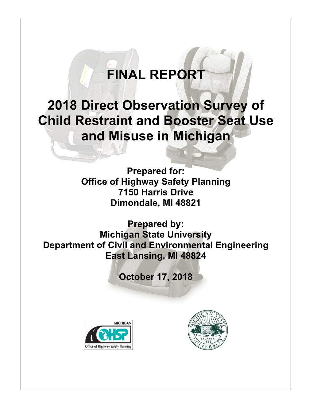 2018 Direct Observation Survey of Child Restraint/Booster Seat