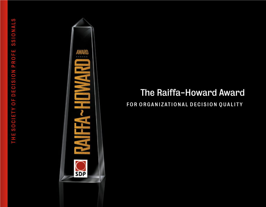 SDP :: the Howard-Raiffa Award